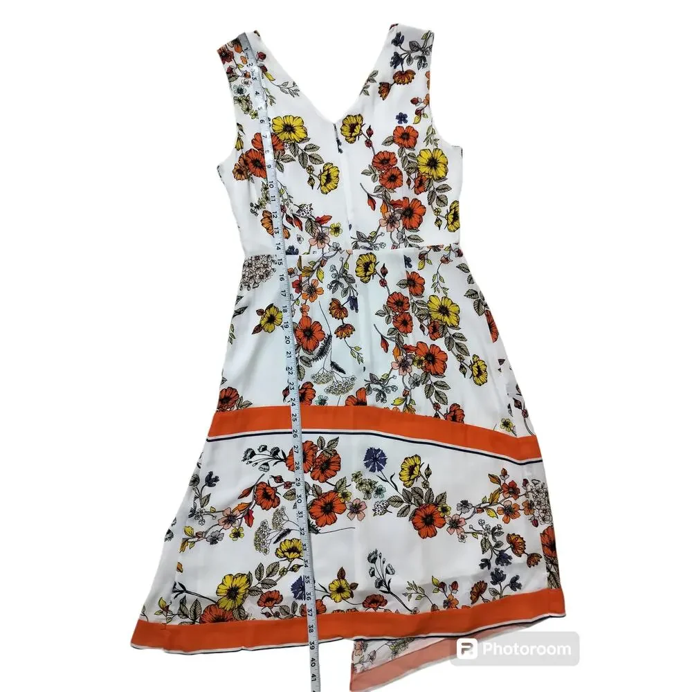 Elie Tahari Women's Jannele Orange Floral Sleeveless Fit & Flare Dress | Size‎ 4